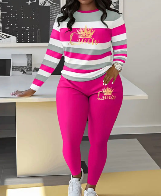 Women'S Casual Striped Crown